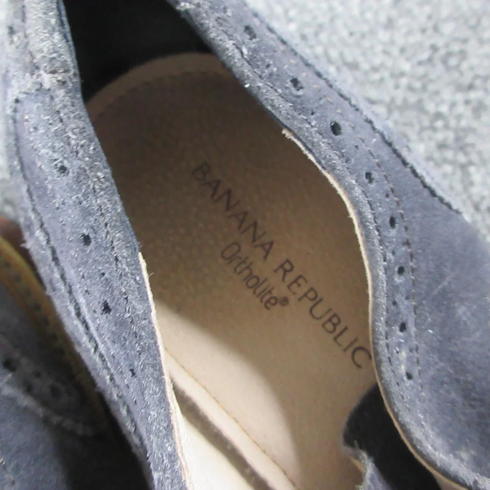 Banana Republic Ortholite Loafers Mens Size 10 Blue Suede Wingtip Dress Shoes